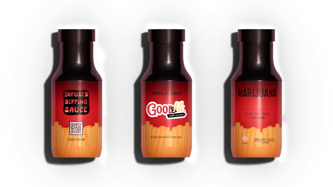 Good & Hi bottle, all three sides