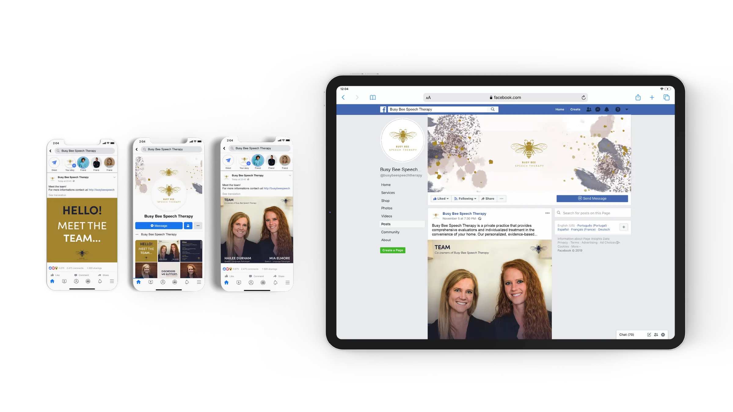 Busy Bee social media mockup