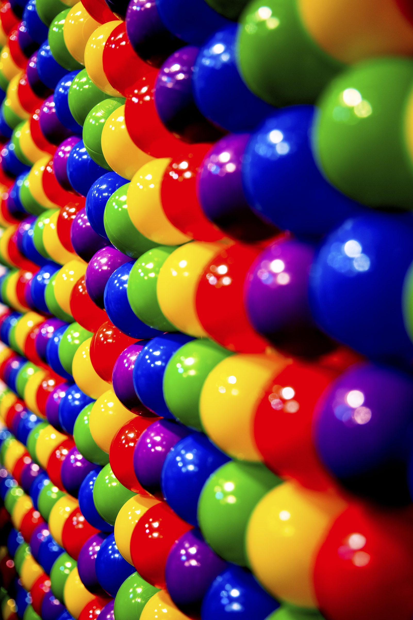 Colorful ball wall close-up