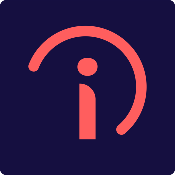 IntentOne secondary icon, coral, on purple