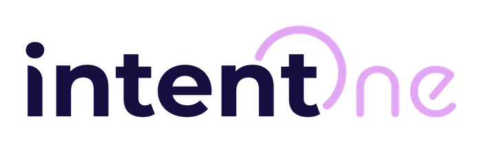 IntentOne wordmark, purple and light purple