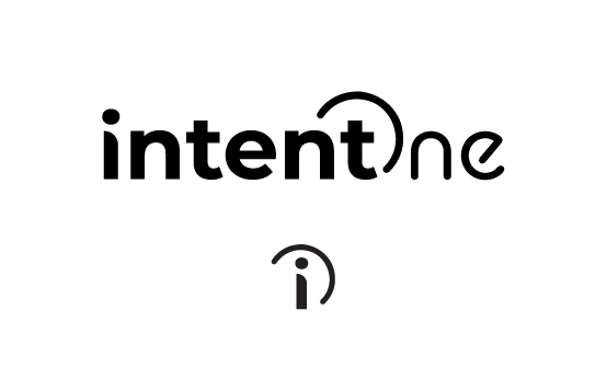 IntentOne logo option 1.A, geometric wordmark with halo icon