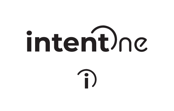 IntentOne logo option 1.B, geometric wordmark with alternate halo icon