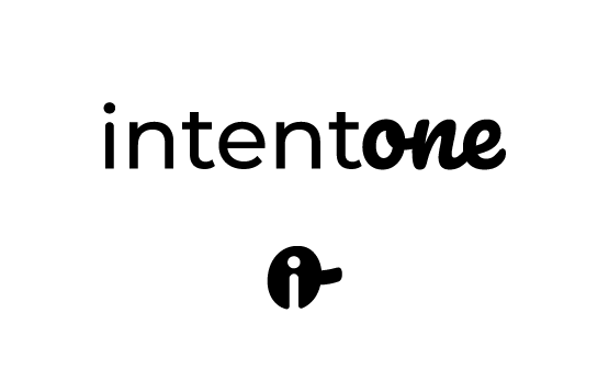 IntentOne logo option 2.B, hand-drawn wordmark with alternate icon